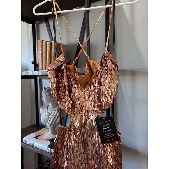 retrofete Miko Cut Out Sequin Maxi Dress Bronze & Gold Womens Size Small - Picture 6 of 11